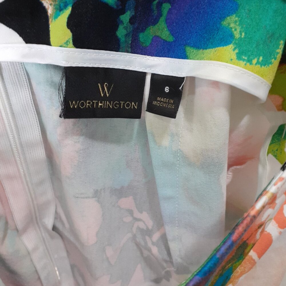 Worthington Pencil Skirt Womens Size 6 Multicolor Floral Cotton Blend Knee Lengt - Picture 8 of 10